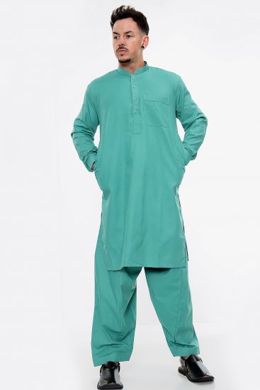 Turquoise Cotton Kurta Salwar