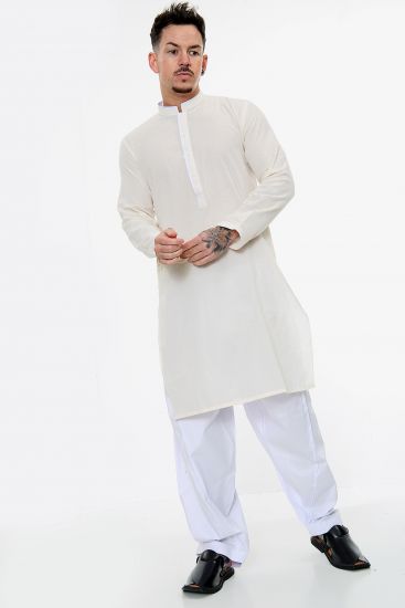 Cream Cotton Kurta Salwar