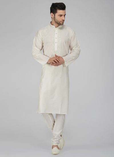 Buy Men's Smart Off White Aligarh Pyjama Set