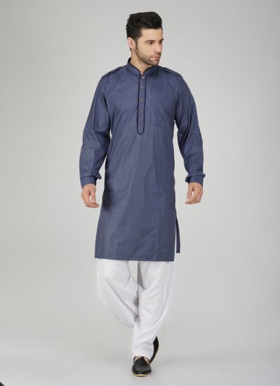 Elegant Men's Denim Blue Salwar Kameez