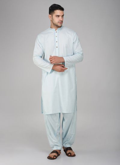 Buy Light Blue Cotton Kurta Salwar Set