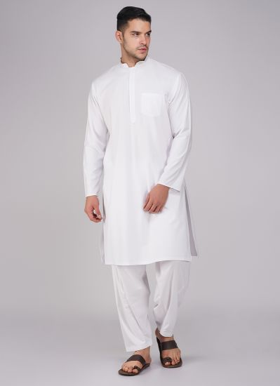 White Cotton Kurta Salwar Set