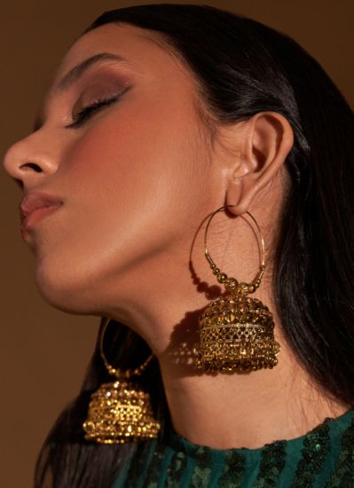 Gold Bali With Jhumki Earrings