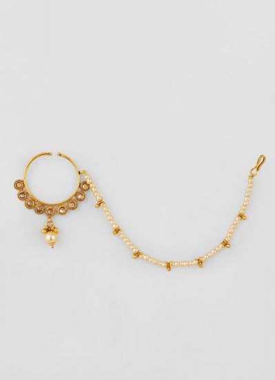 Gold Single Chain Nose Ring