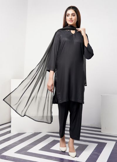 Black Linen Salwar Suit
