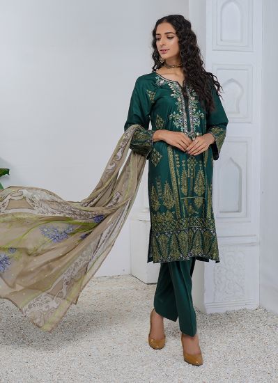 Buy Dark Green Ladies Suit with Salwar & Dupatta