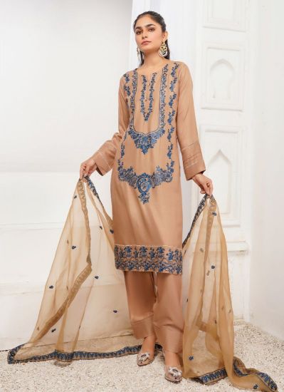 Buy Sand Kameez Pakistani Suit with Organza Dupatta