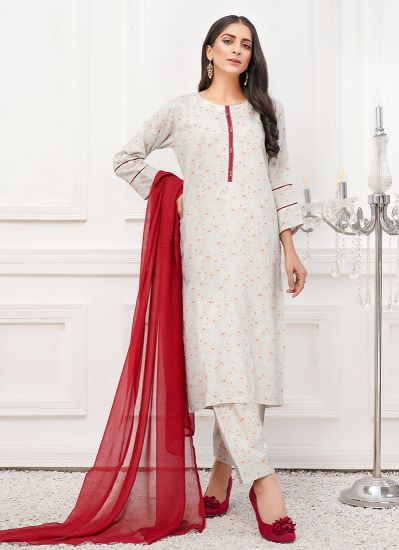 Maroon Digital Print Linen Straight  Cut Suit Set