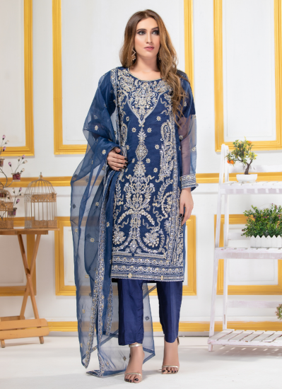 Organza Embroidered Trouser Suit