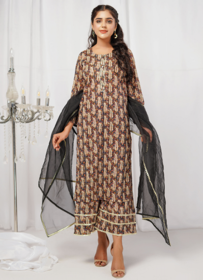 Shop Black Lawn Digital Shift Style Print Suit