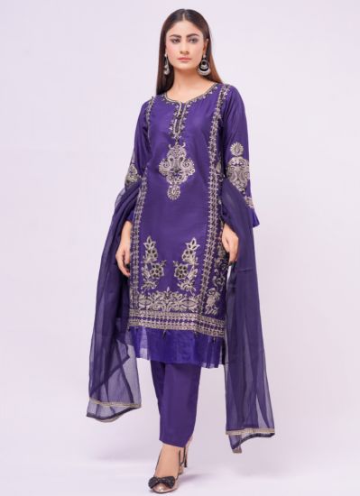 Navy Blue Embroidered Ladies Suit