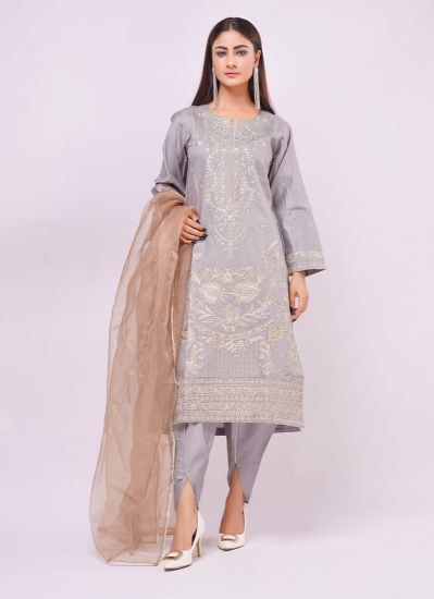Grey Embroidered Ladies Suit