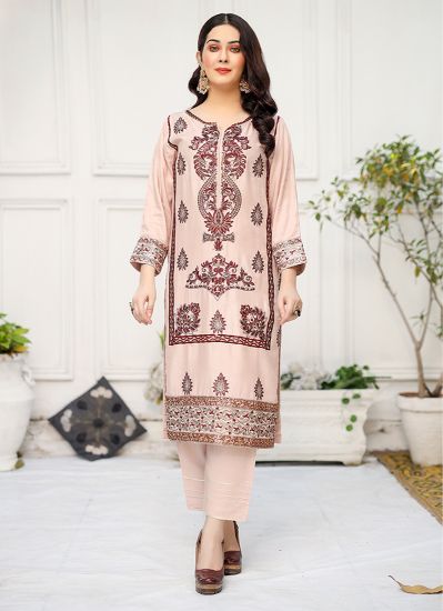 Buy Pink Embroidered Trouser Co-ord Set