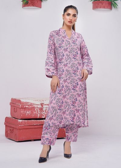 Plum Pink Linen Print Suit