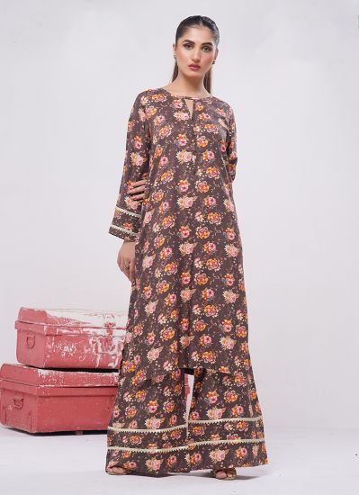  Chocolate Printed Linen Suit
