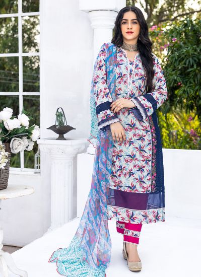 Navy Blue Digital Printed Suit Set