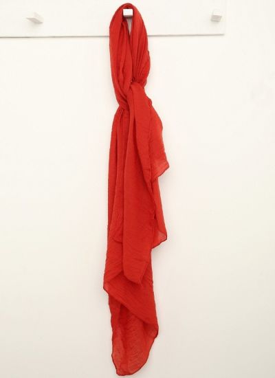 Red Rayon Crinkle Scarf