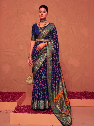 Blue Silk Printed Saree