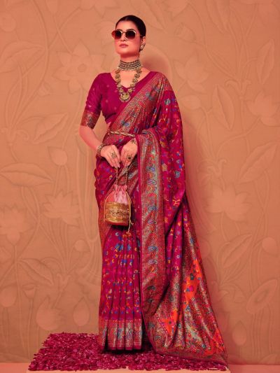 Pink Silk Printed Saree