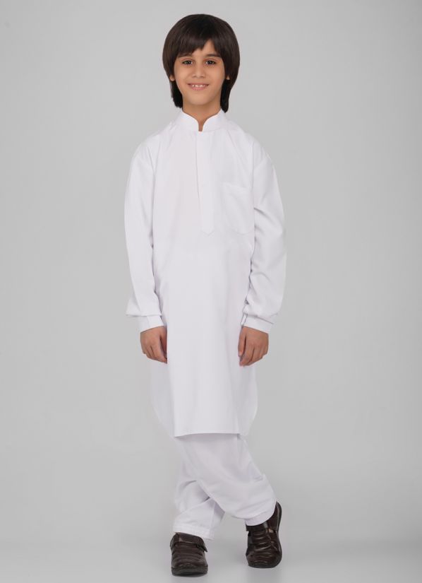 Buy Buy Boy's White Polyester Kurta Salwar Set