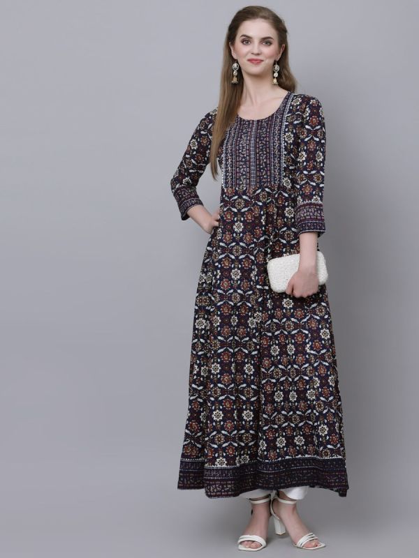 Dark Blue Printed Kurta