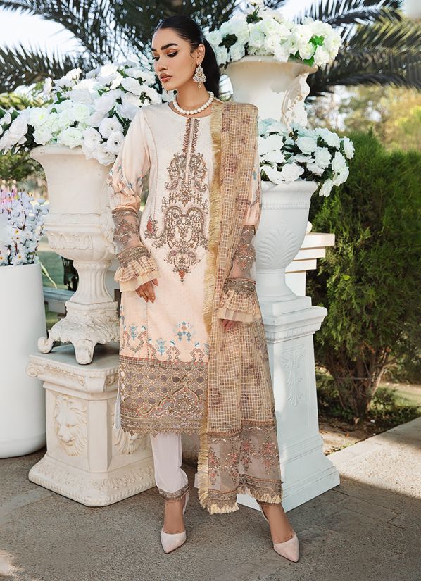 Ivory Lawn Embroidered Suit Set