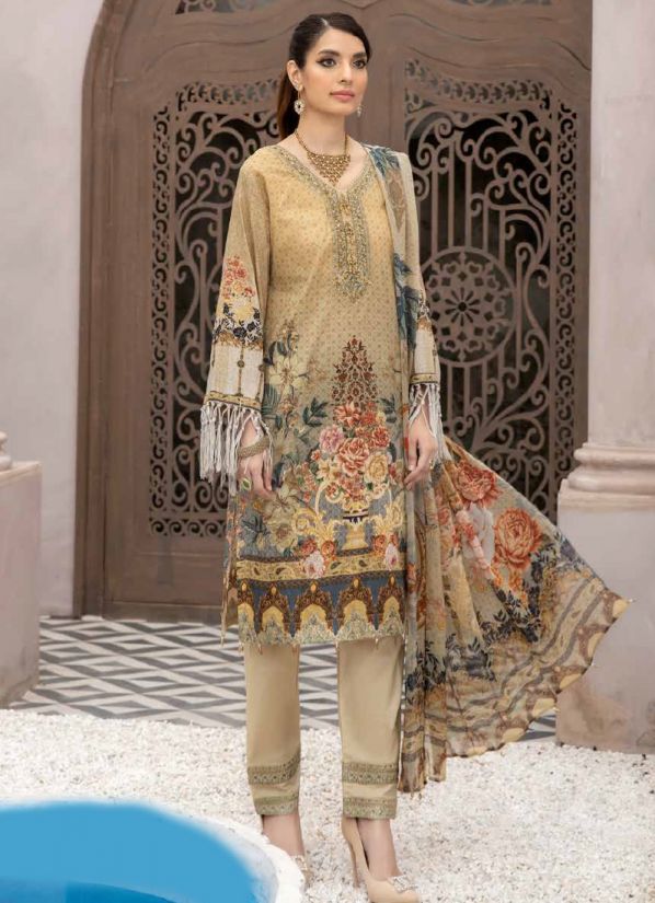Yellow Embroidered Straight Cut Suit Set