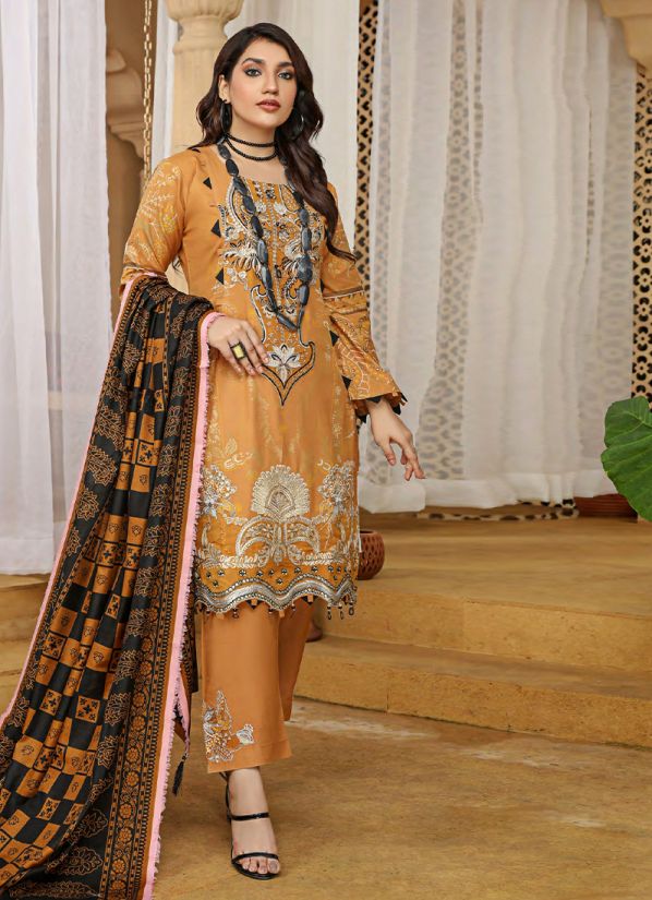 Rust Dhanak Suit with Pashmina Shawl