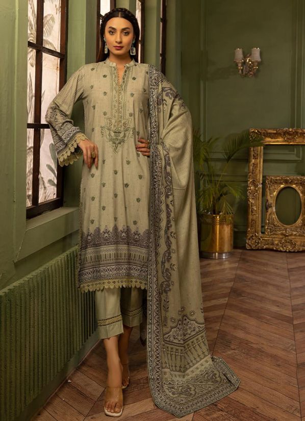 Green All Over Embroidery A-Line Suit Set