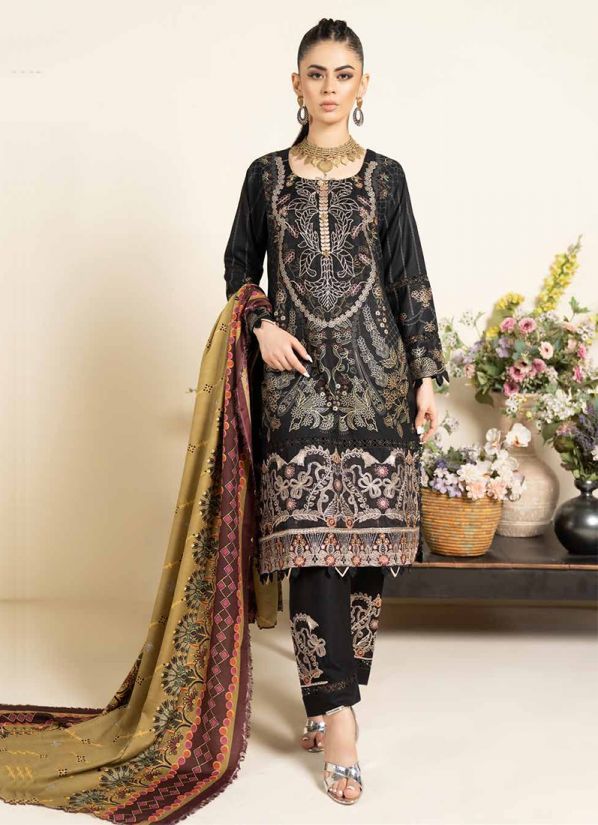 Black Dhanak Pashmina Shawl Suit Set