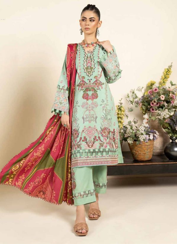 Mint Green Dhanak Pashmina Shawl Suit Set