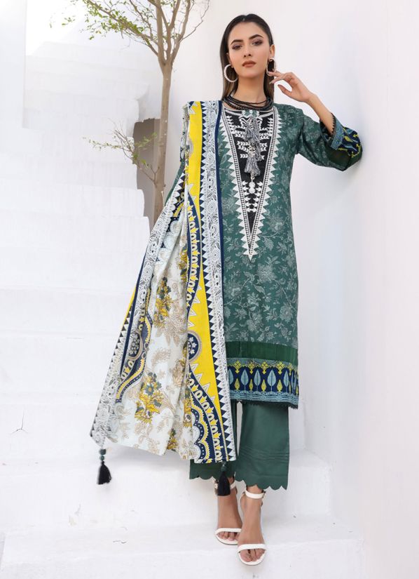 Green Printed Lawn Suit