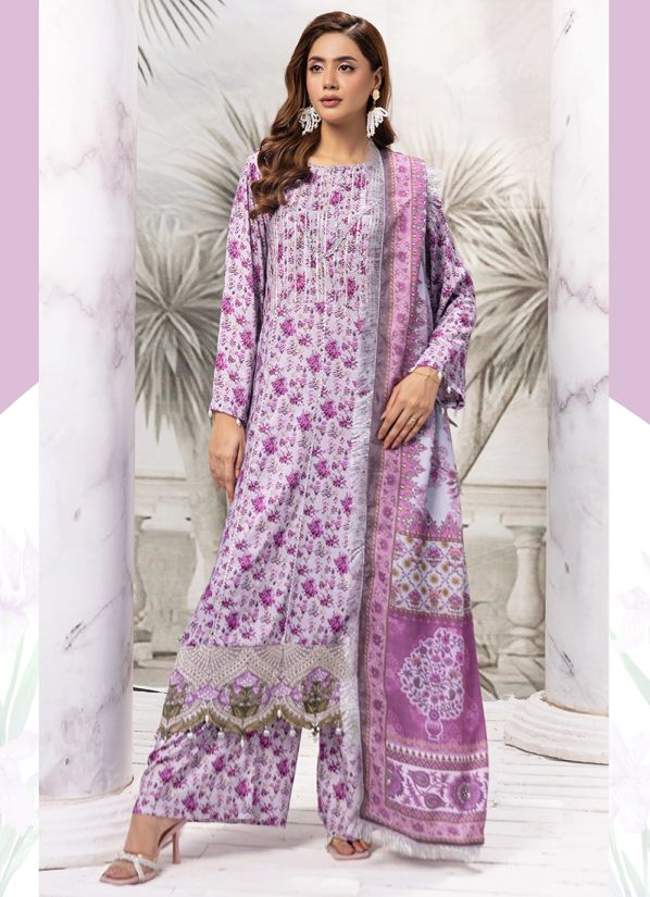 Lilac Linen Wool Shawl Suit Set