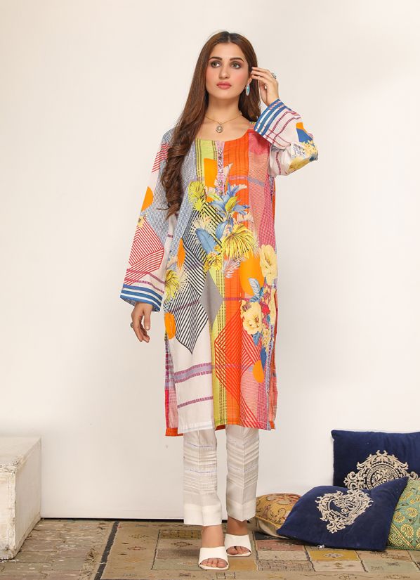 Digital Print Linen Kurta Top