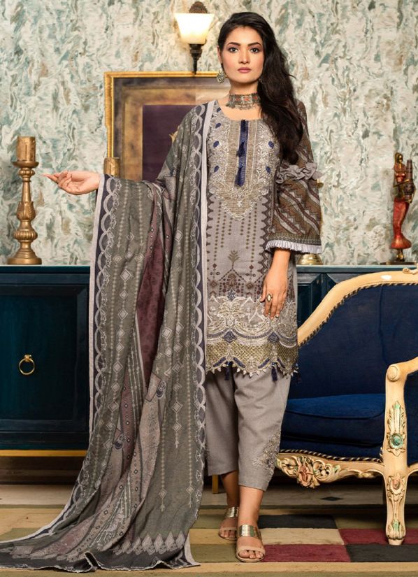 Buy Grey Shift Style Pakistani Suit with Trouser & Dupatta