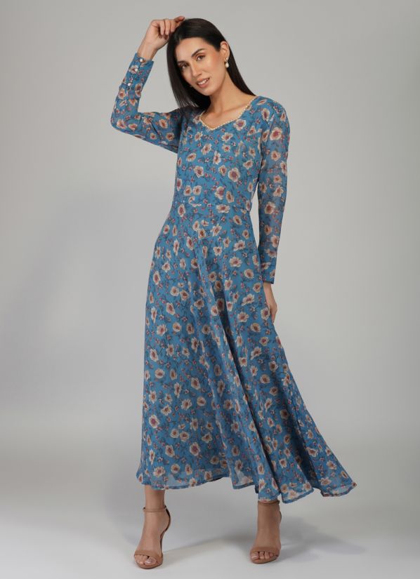 Buy Blue Georgette Indian Dress