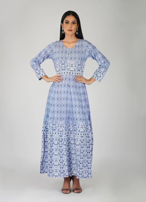 Buy Lavender Rayon Anarkali Dress