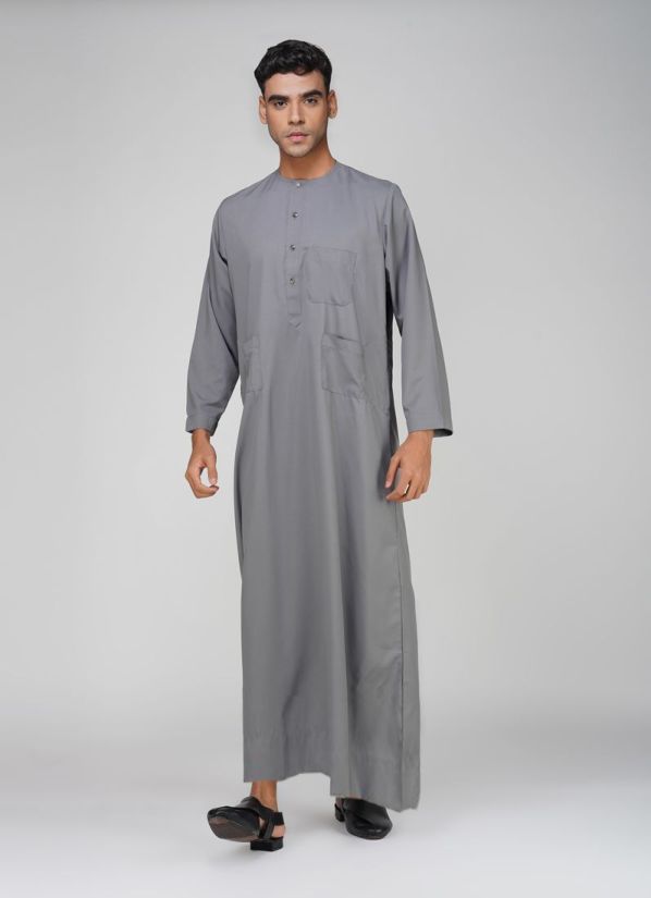 Buy Men's Grey Polyester Jubba