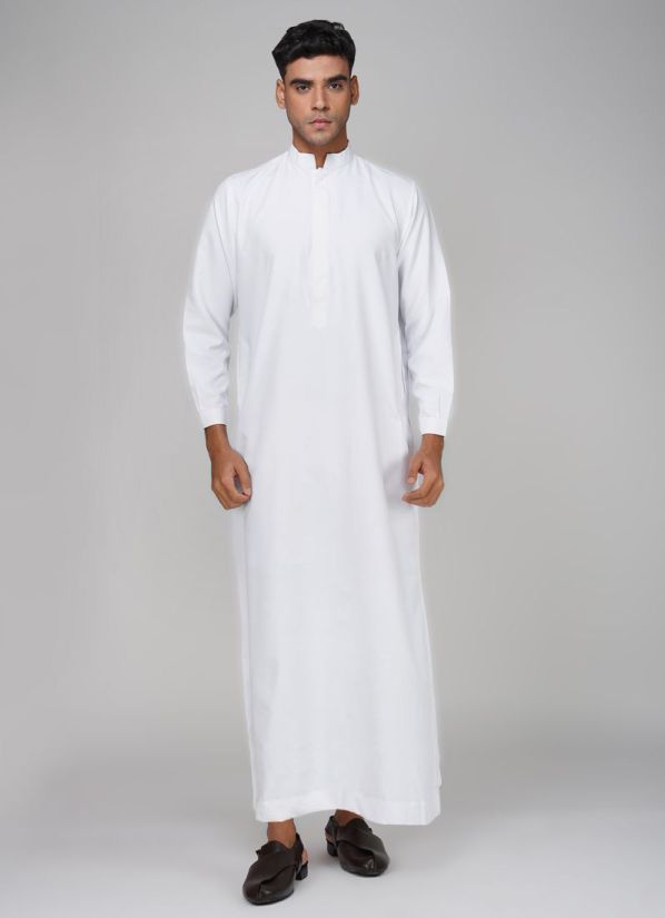 Buy Men's White Polyester Long Jubba