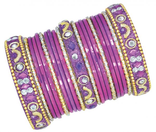 Purple Studded Bangle Set