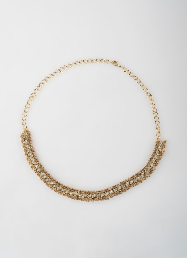 Antique Gold Diamonte Necklace Set