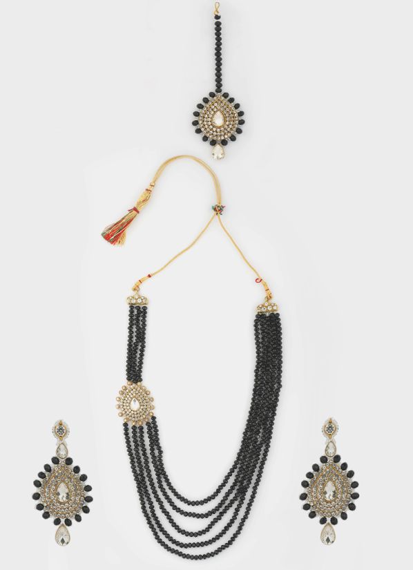 Black Crystal Dimaonte Necklace Set