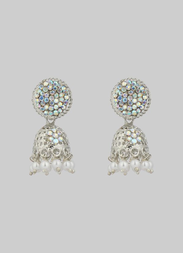 Silver Holographic Crystal Jumki Earrings