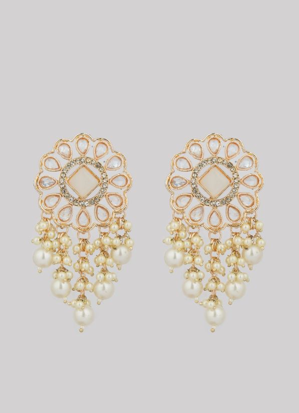 Antique Diamonte Pearl Jumki Earrings