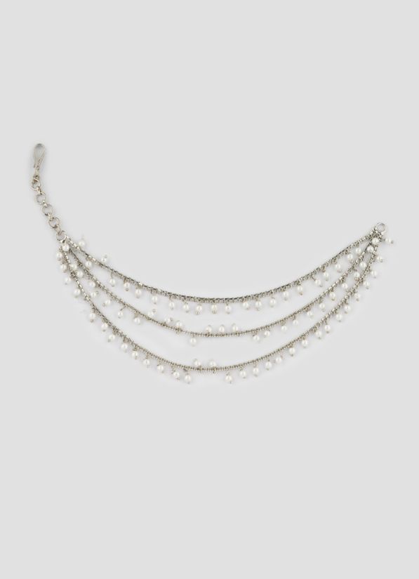 Silver Pearl Chain Earrings