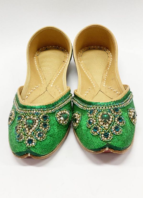 Green Intricate Embroidered Ladies Kusa