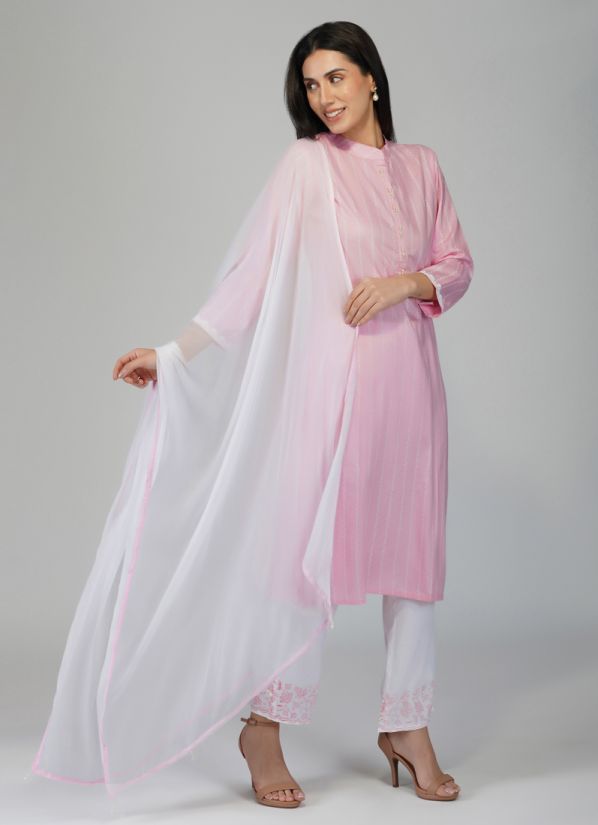Buy Light Pink Cotton Indian Suit with Trouser & Dupatta