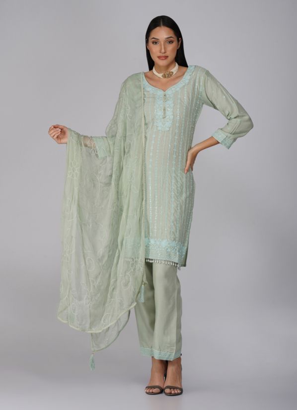 Buy Mint Green Rayon Shift Style Suit Set