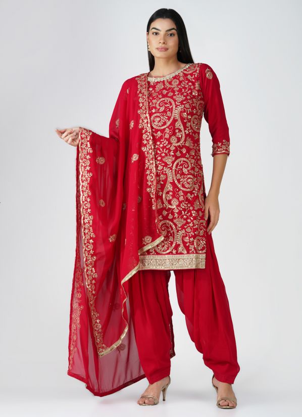 Buy Pink Emrboidered Patiala Suit Set