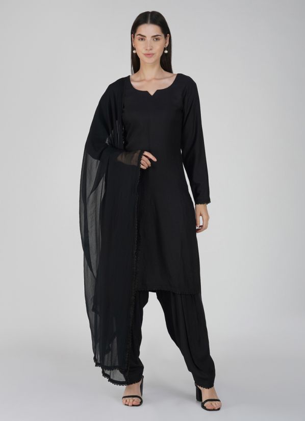 Black Rayon Shift Style Salwar Suit Set